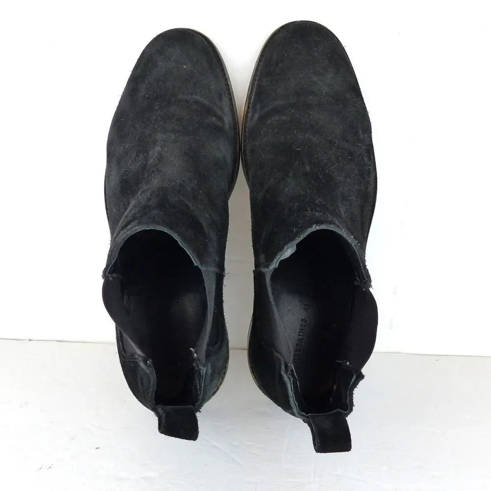 All Saints Chelsea Boots Men 12 US 45 Black Rook Suede Leather Pull On Rock - Picture 10 of 12